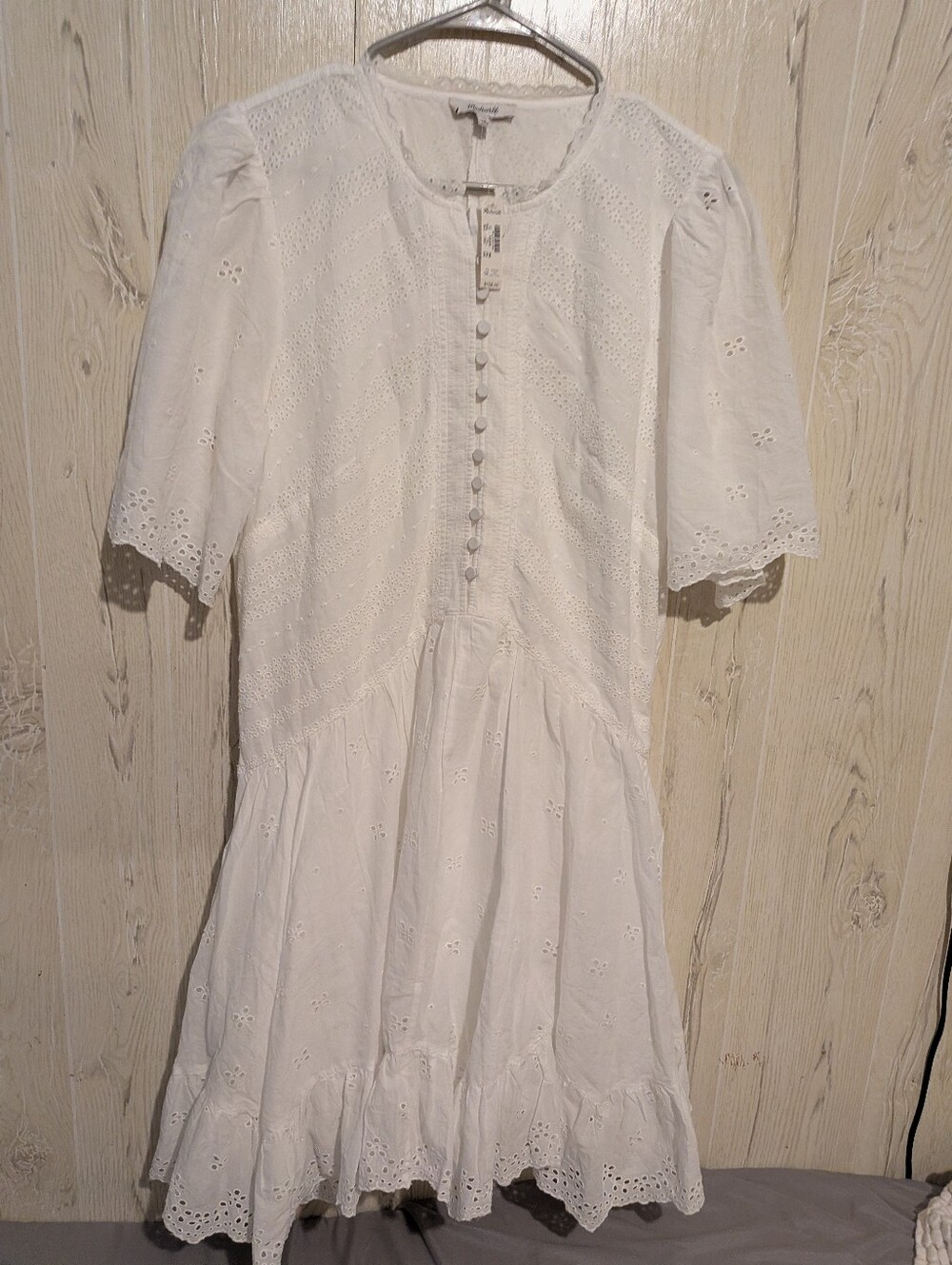 Madewell White Eyelet Button-Front Dress